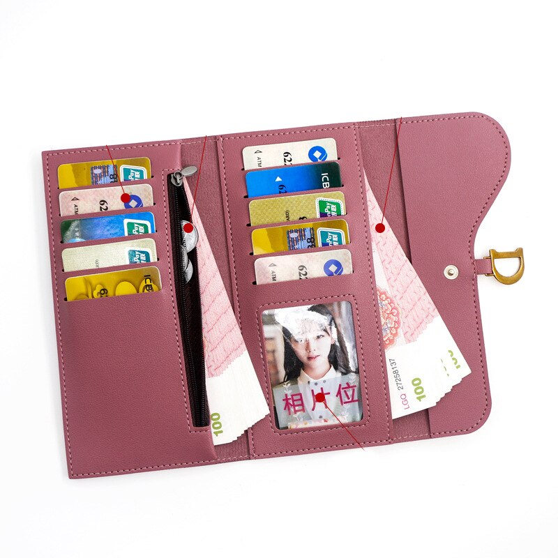 Letter Simple Long Clutch Solid Color Wallet