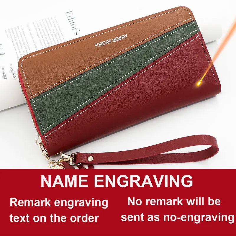 Long Cute Fashion Multifunctional Clutch Name Engraving Wallet