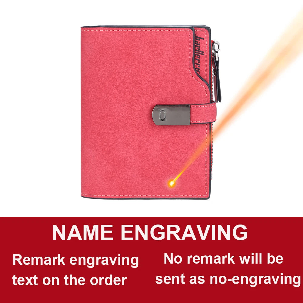 Name Engraving Magnetic Buckle Top Quality Wallet