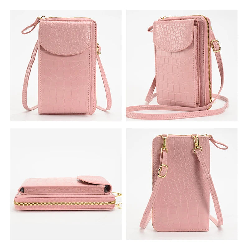 Small Crocodile Pattern PU Leather Cellphone Shoulder Bag