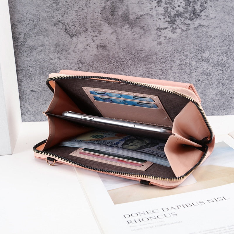 Soft Leather Wallets Cell Phone Purse