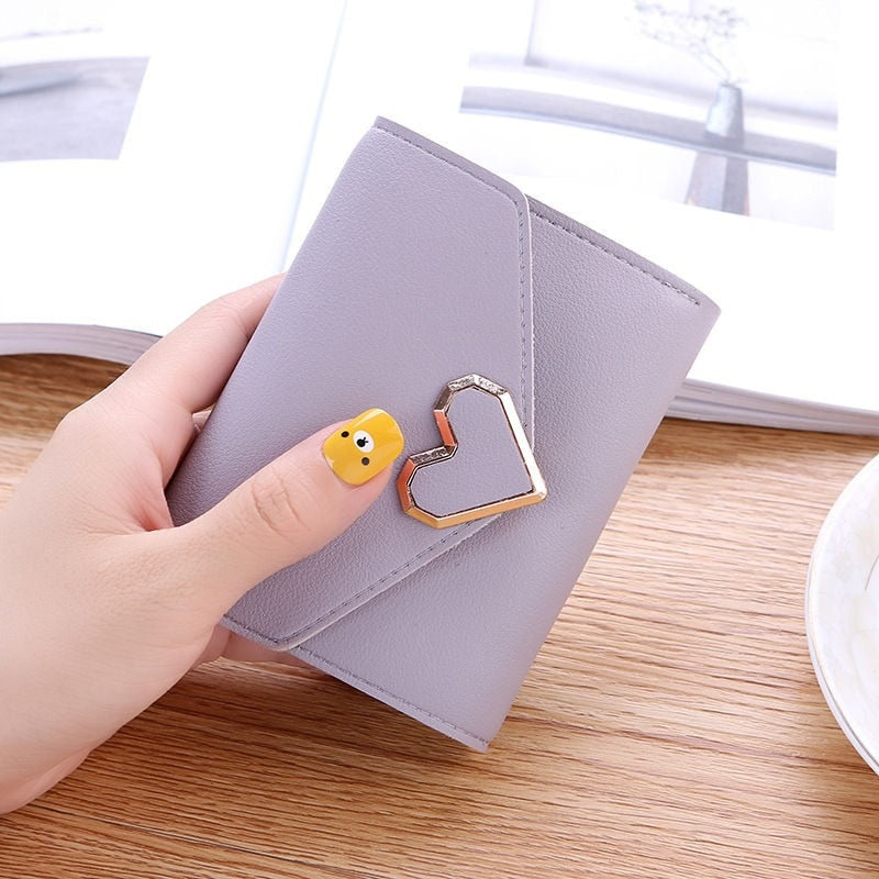 Mini Hasp Solid Heart Multi-Cards Holder Wallet