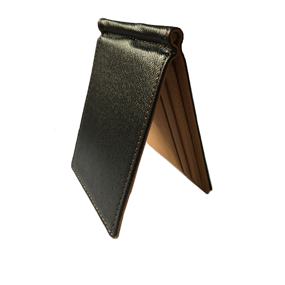 Short PU Leather Money Clips Solid Thin Wallet