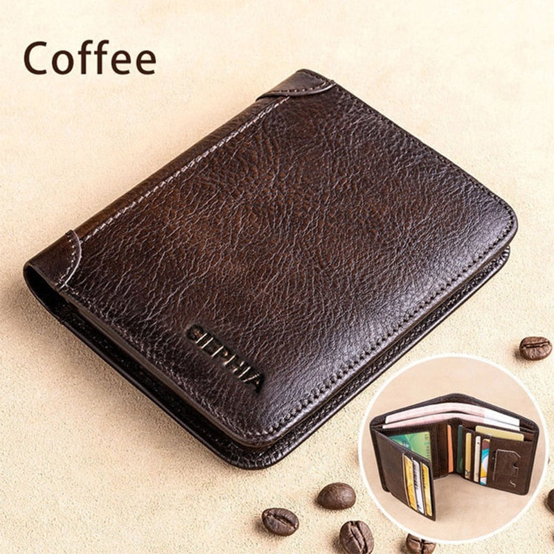 Genuine Leather Vintage Thin Short Wallet