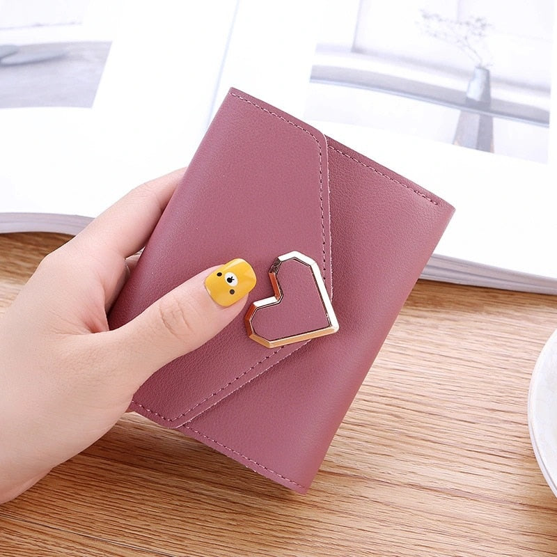 Mini Hasp Solid Heart Multi-Cards Holder Wallet