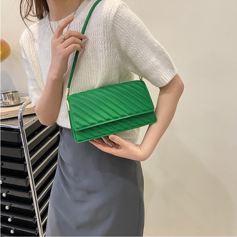 Fashion Leather Solid Color Underarm Bags