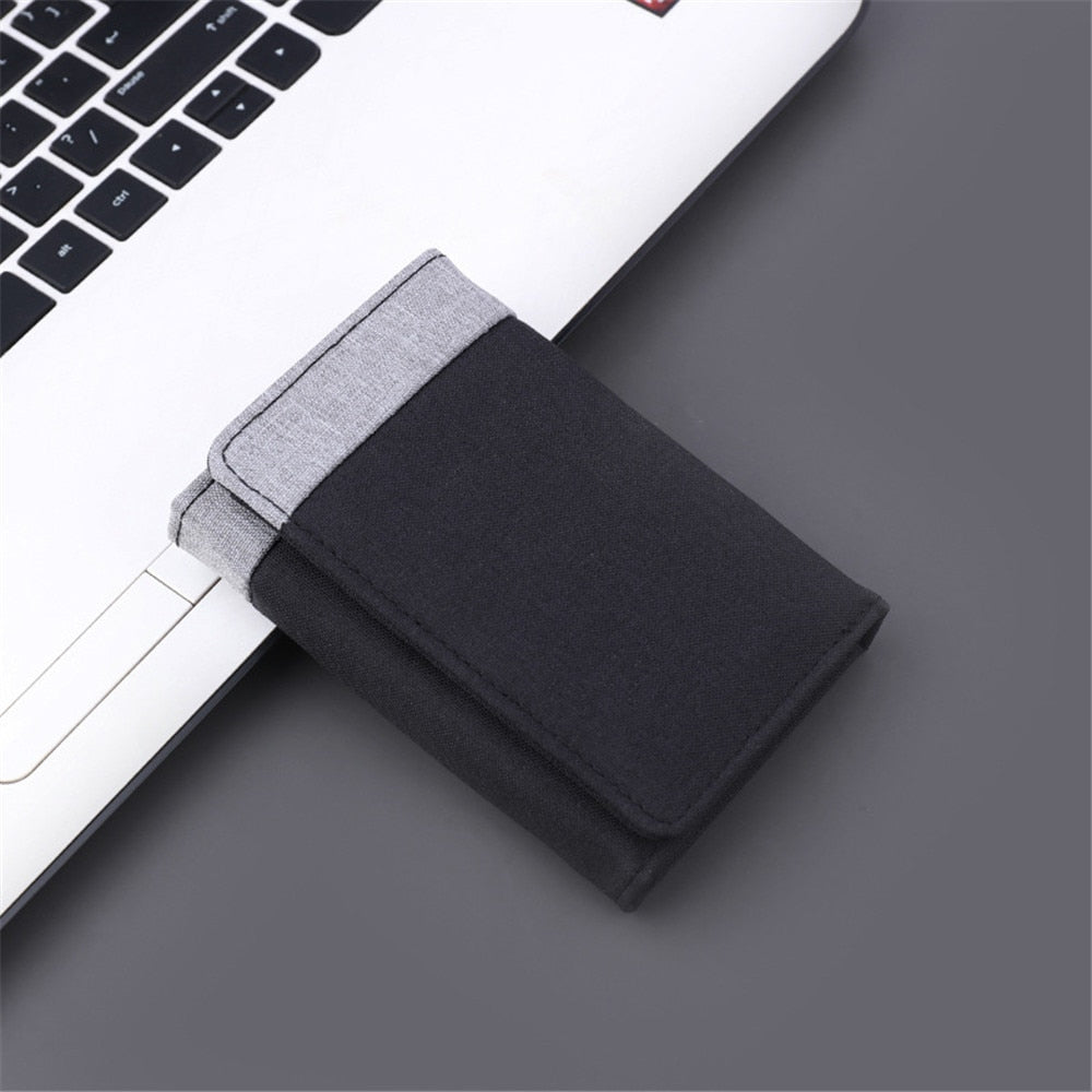 Mini Three-fold Vertical Canvas Wallet