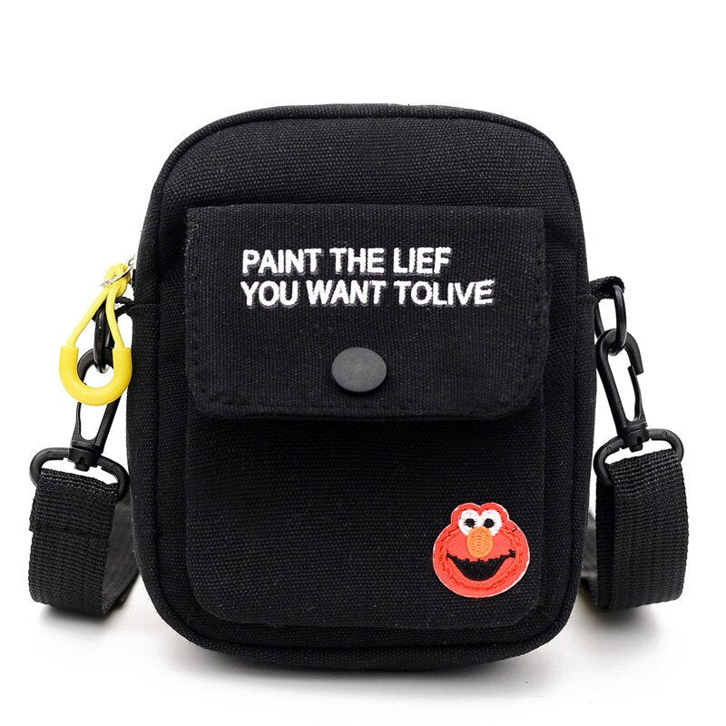 Small Canvas Messenger Coin Purse Cartoon Bag