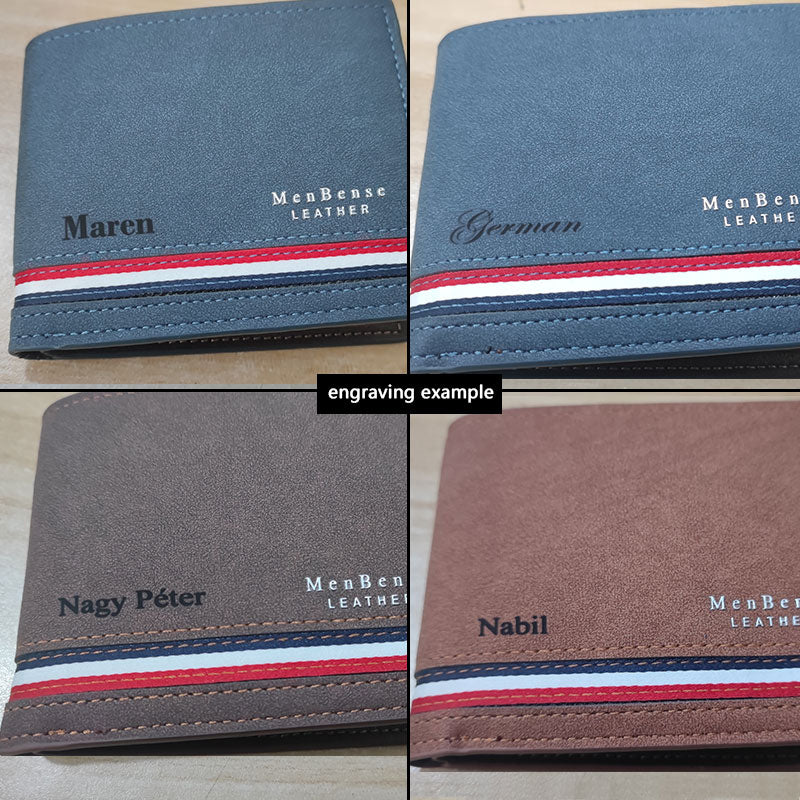 Name Engraved Luxury Stripe Slim Card Holder