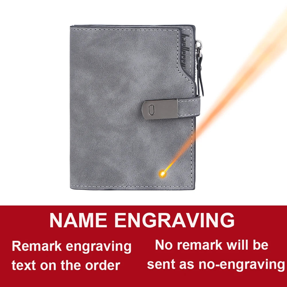 Name Engraving Magnetic Buckle Top Quality Wallet