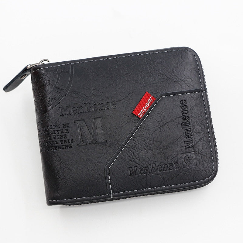 Leather Wax Oil Skin Coin Short Card Holder Wallet