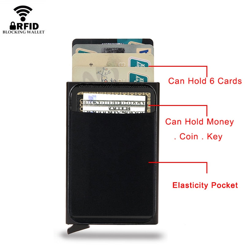 Pop Up Rfid Smart Card Holder Metal Thin Slim Wallet