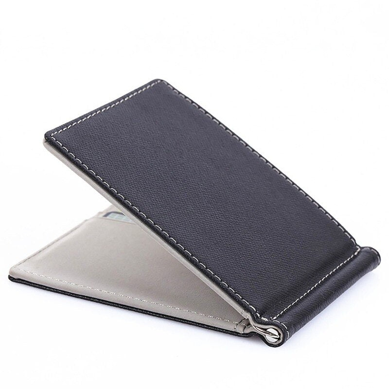 Short PU Leather Money Clips Solid Thin Wallet