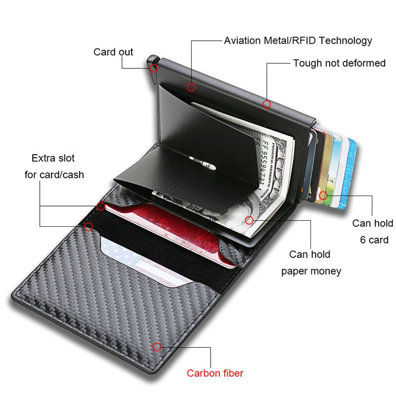 Business Carbon Fiber Rfid Card Holder Wallets