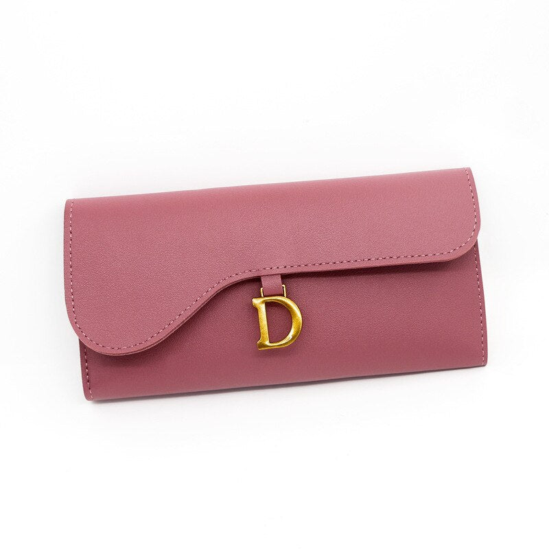 Letter Simple Long Clutch Solid Color Wallet