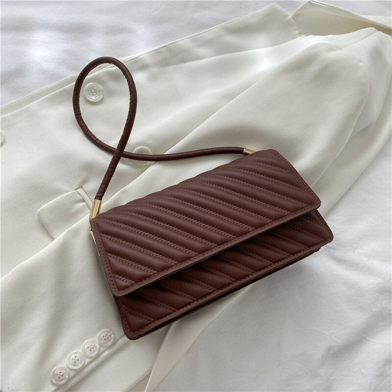 Fashion Leather Solid Color Underarm Bags