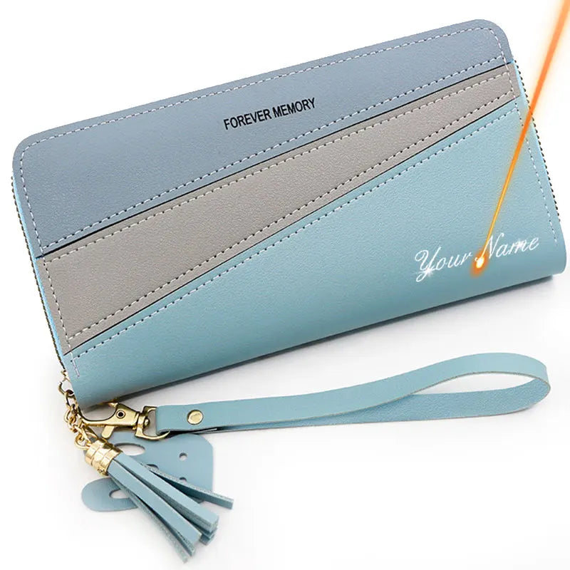 Long Cute Fashion Multifunctional Clutch Name Engraving Wallet