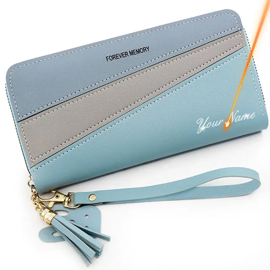 Long Cute Fashion Multifunctional Clutch Name Engraving Wallet