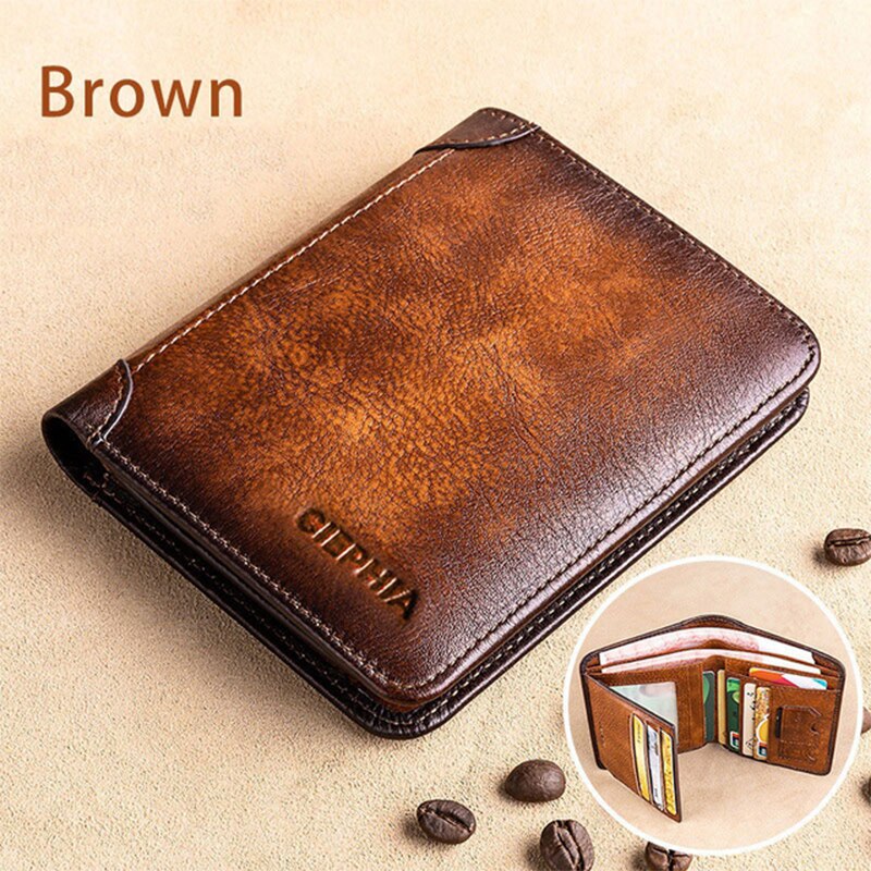 Genuine Leather Vintage Thin Short Wallet