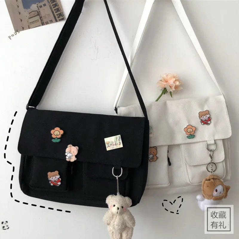 Simple Messenger Satchel Sweet Printed Canvas Bags