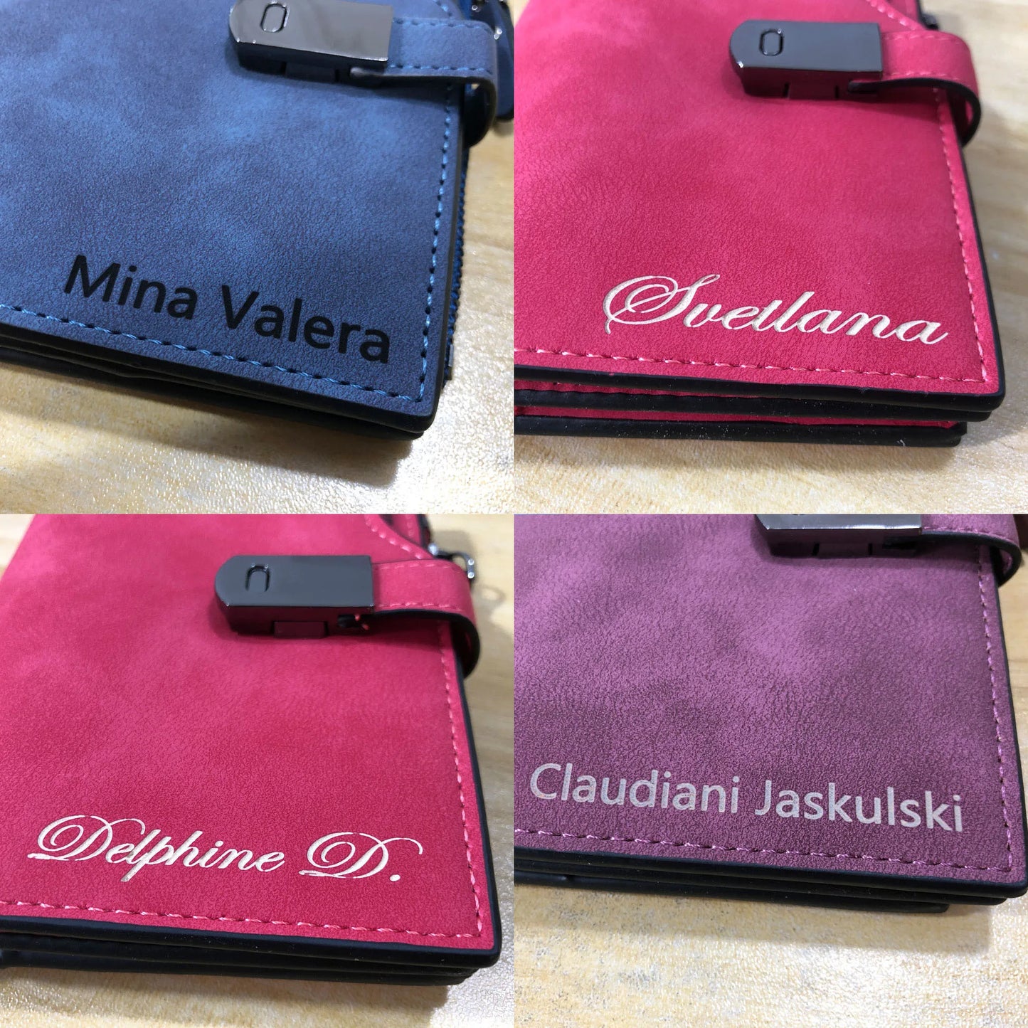 Name Engraving Magnetic Buckle Top Quality Wallet