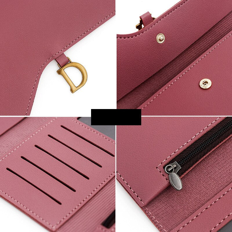 Letter Simple Long Clutch Solid Color Wallet