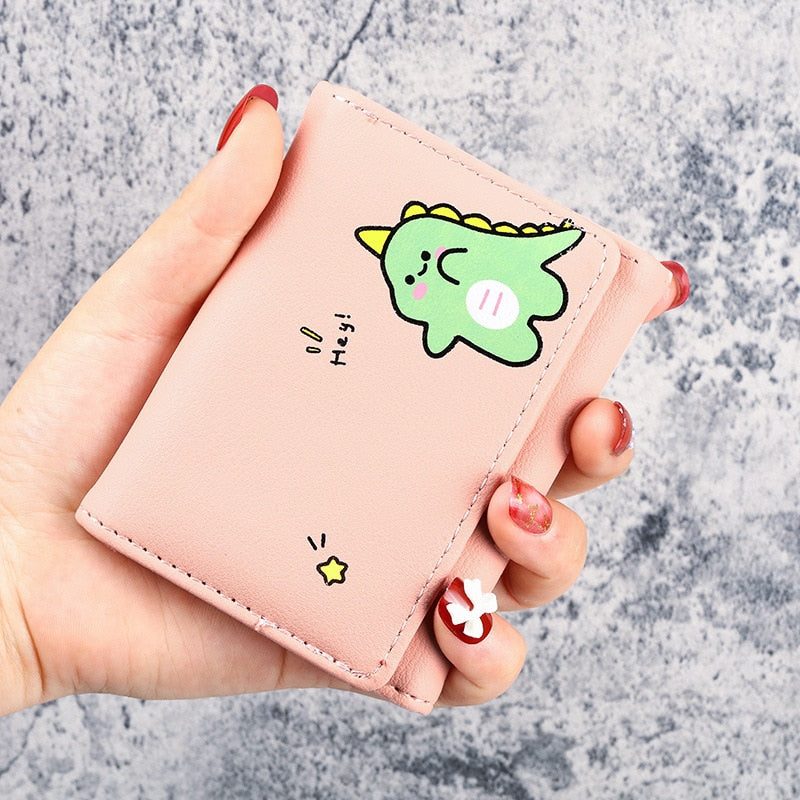 Cute Cat Leather Small Card Holder Wallet