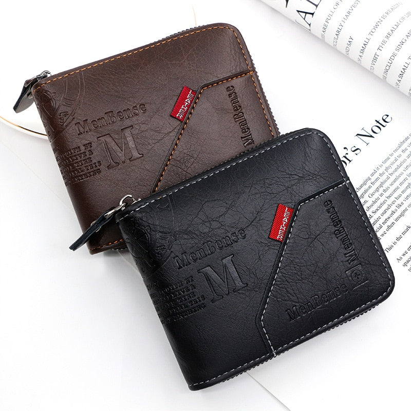 Leather Wax Oil Skin Coin Short Card Holder Wallet