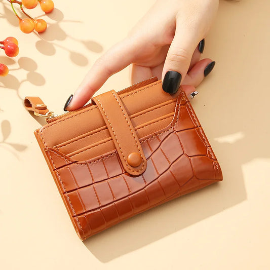 Leather Crocodile Pattern Solid Card Holder Wallet