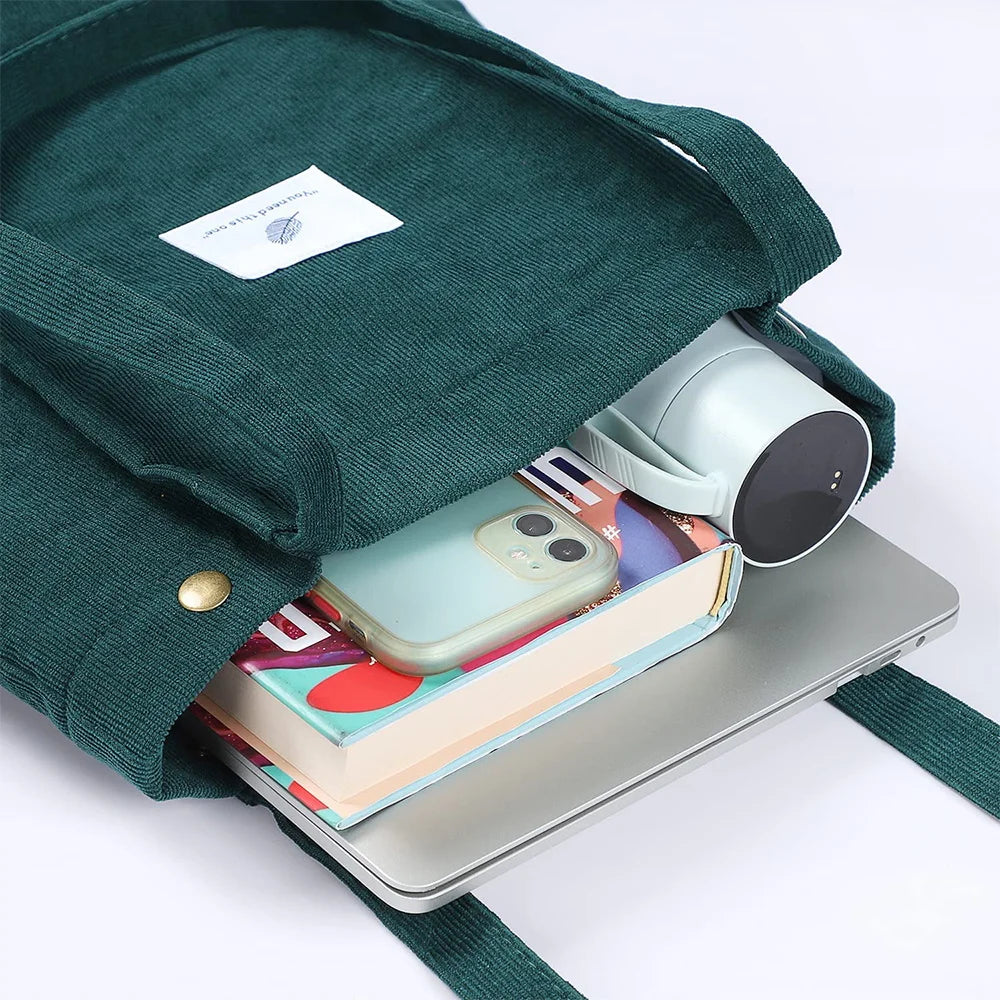 Corduroy Reusable Casual Outdoor Tote Bag