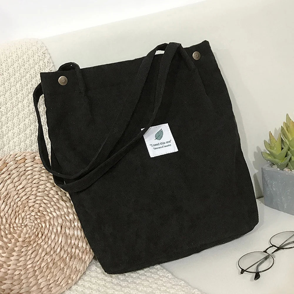 Corduroy Reusable Casual Outdoor Tote Bag