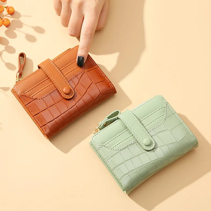 Leather Crocodile Pattern Solid Card Holder Wallet