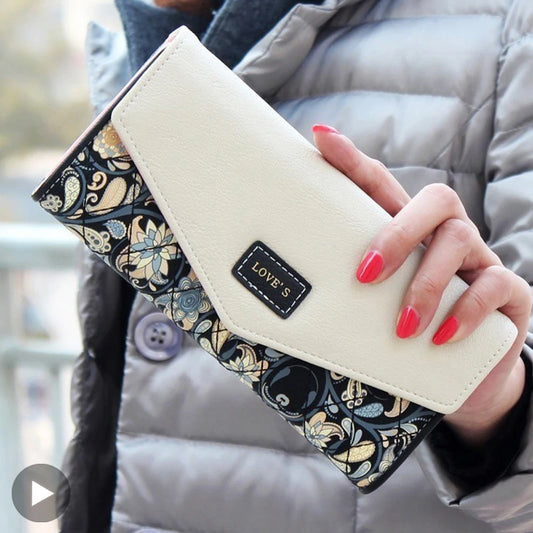 Long Clutch Floral Pattern Card Holder Wallet