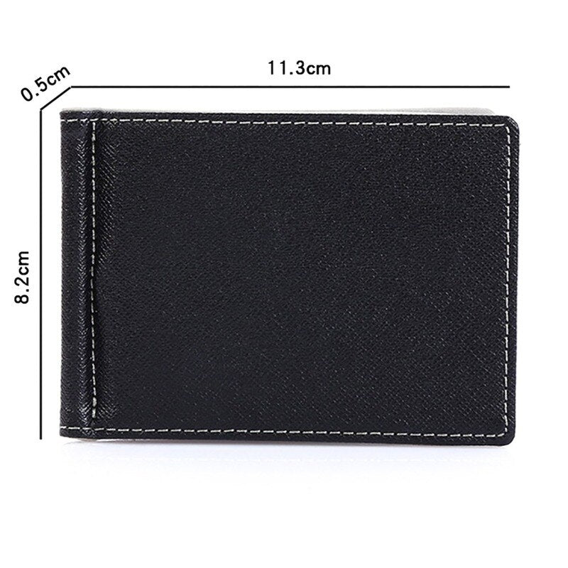 Short PU Leather Money Clips Solid Thin Wallet