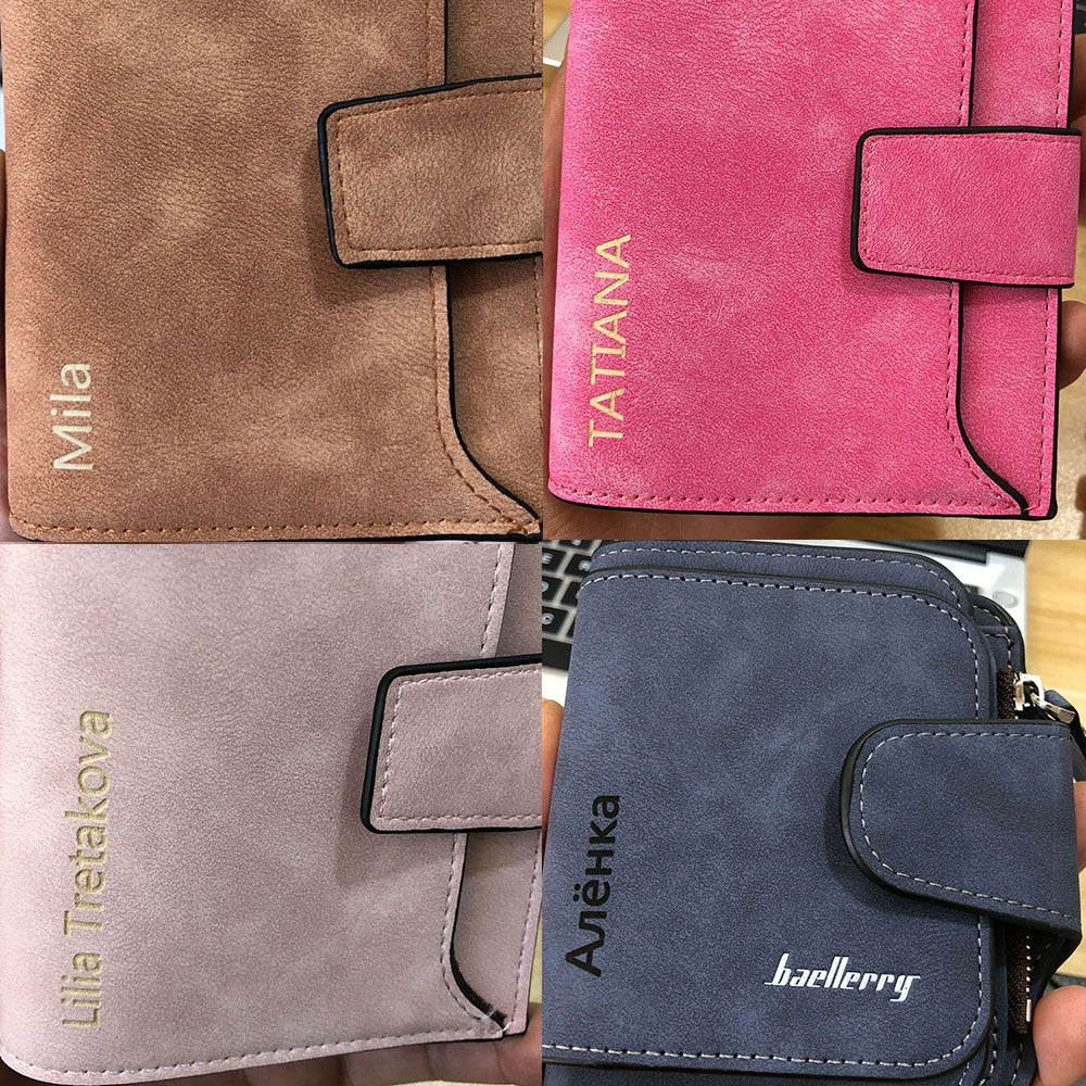 Name Engraving PU Leather Quality Female Wallet