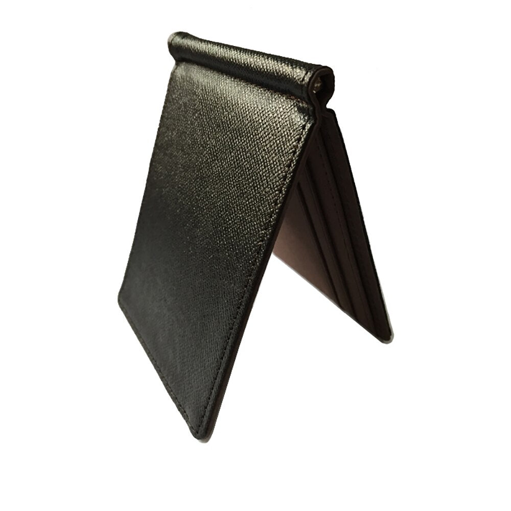 Short PU Leather Money Clips Solid Thin Wallet