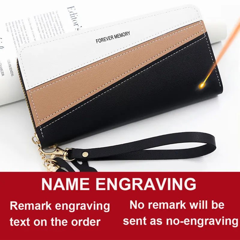 Long Cute Fashion Multifunctional Clutch Name Engraving Wallet