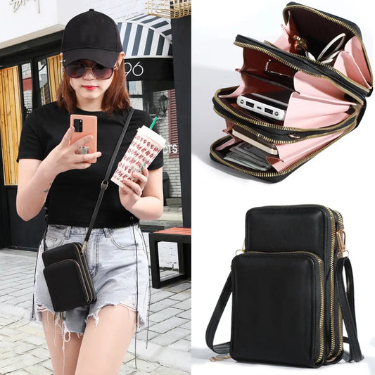 Luxury Large Capacity PU Leather Cell Phone Bag