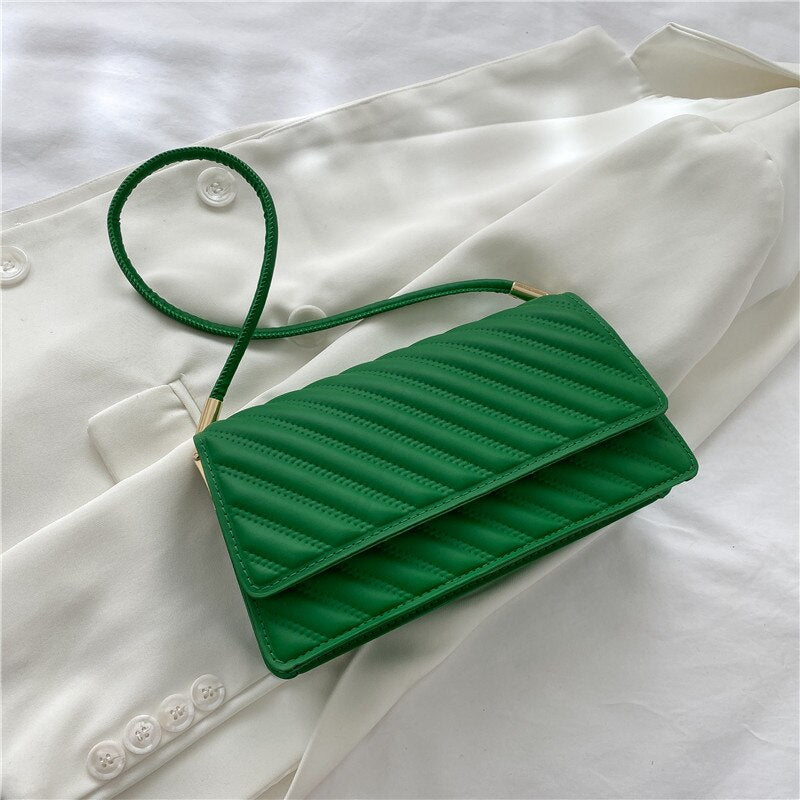 Fashion Leather Solid Color Underarm Bags