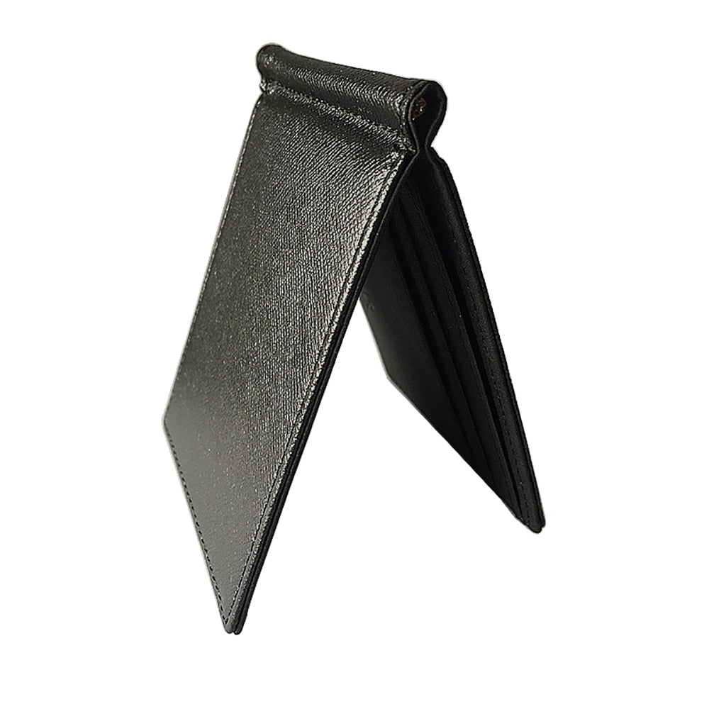 Short PU Leather Money Clips Solid Thin Wallet