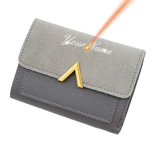 Simple Slim Golden Hasp Name Print Wallet
