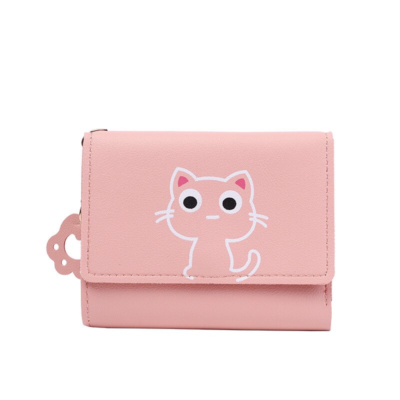 Cute Cat Leather Small Card Holder Wallet