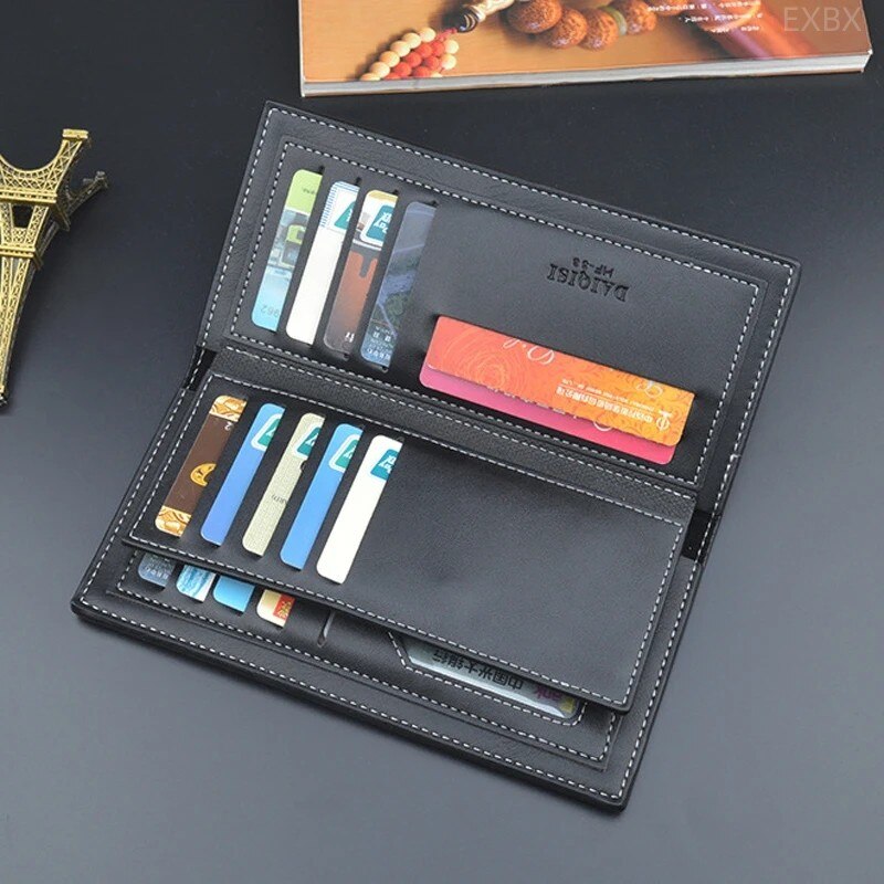 Business Solid Color Retro Long Clutch Wallet