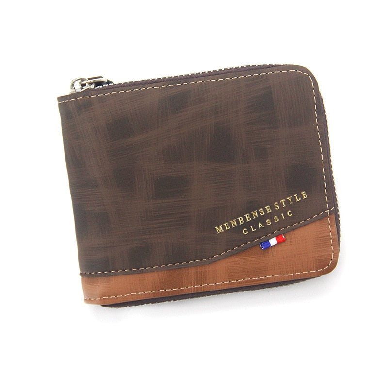 Leather Wax Oil Skin Coin Short Card Holder Wallet