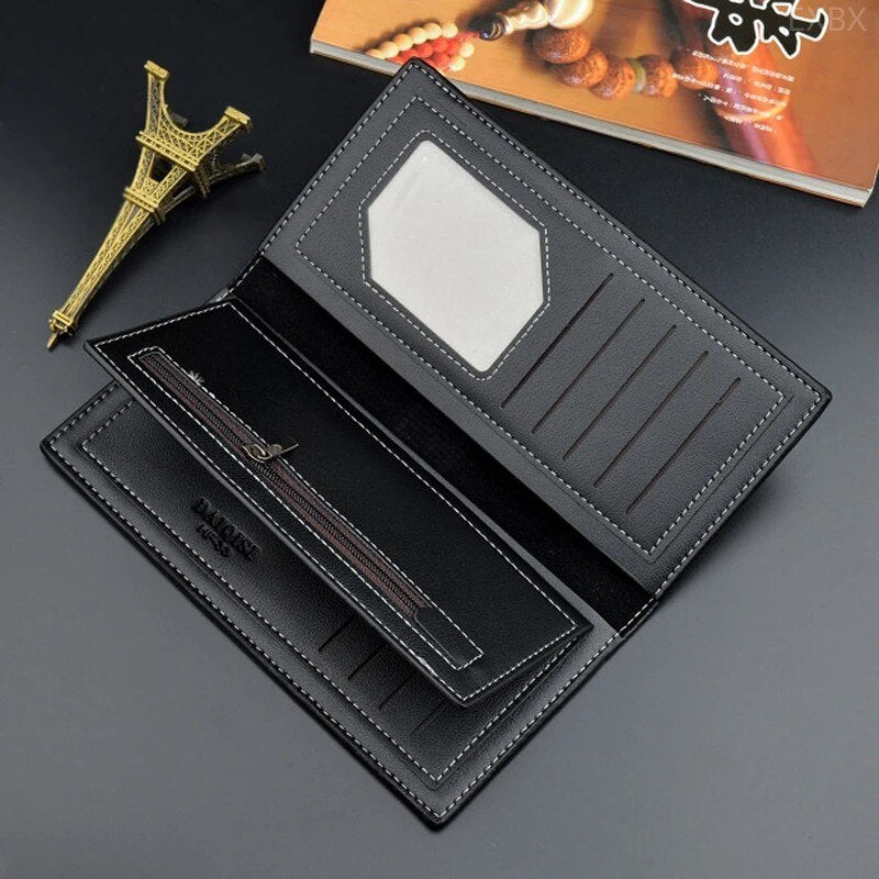 Business Solid Color Retro Long Clutch Wallet