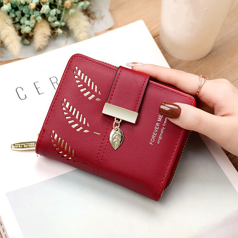 Hollow Leaves PU Leather Wallet