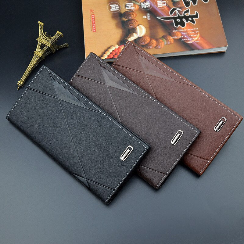 Business Solid Color Retro Long Clutch Wallet