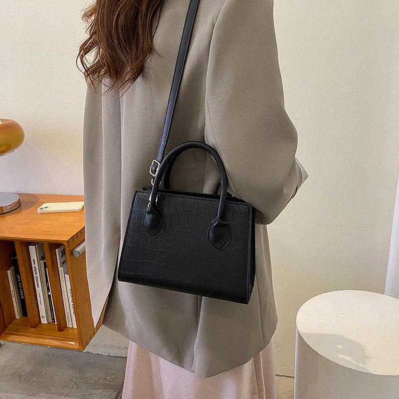 Square Fashion Solid Pattern Small Top Handle Bags
