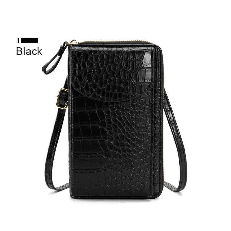 Small Crocodile Pattern PU Leather Cellphone Shoulder Bag