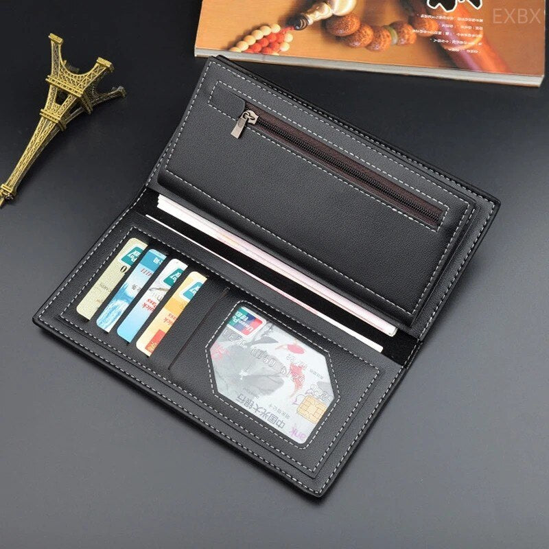 Business Solid Color Retro Long Clutch Wallet